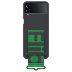 SAMSUNG CAPA Z FLIP4 SILICONE PRETA C/ FITA