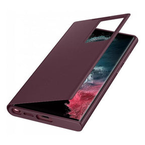 FUNDA CLEAR VIEW S22 ULTRA BURDEOS