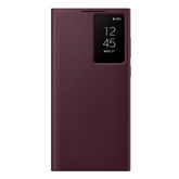 FUNDA CLEAR VIEW S22 ULTRA BURDEOS