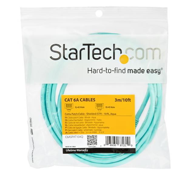 CABLE 10M RED CAT6A AQUA STP