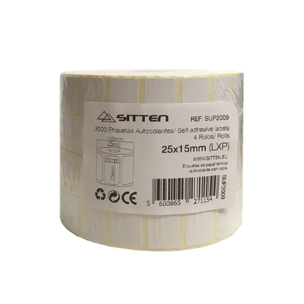 SITTEN STICKER LABELS ROLL 25X15MM 3000UNID PACK 4 PROMO END STOCK
