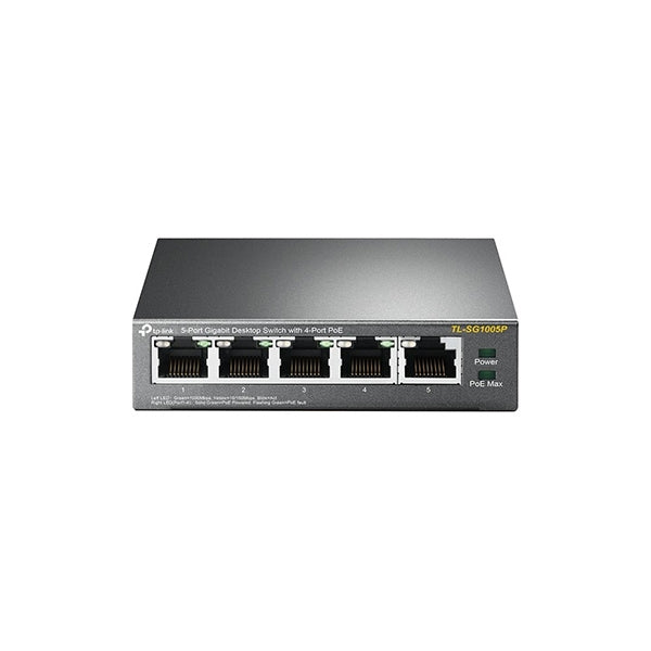 TP-LINK 5-PORT GIGABIT DESKTOP POE SWITCH, 5 GIGABIT RJ45 PORTS INCLUDING 4 POE