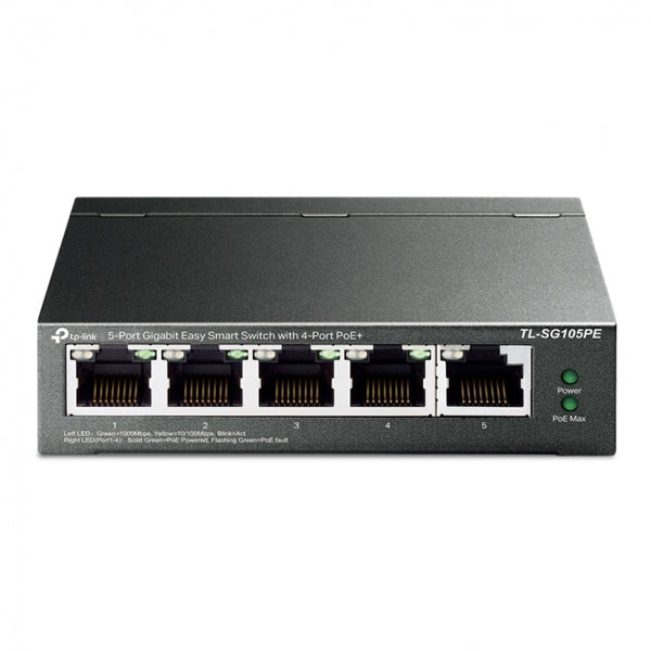 TP-LINK 5-PORT GIGABIT EASY SMART SWITCH 4-PORT POE+PORT: 4× GIGABIT POE+