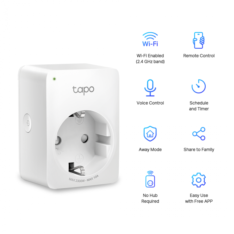 Tomada TP-LINK WiFi Smart Smart Home Live Remoto Tapo app - Tapo P100(2-pack)