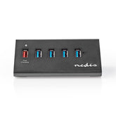 NEDIS HUB USB 5 PUERTOS / USB 3.0 ALIMENTADO / PUERTO DE CARGA QC3.0 5 GBPS