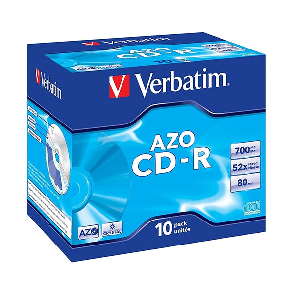 VERBATIM CD-R 52X 700MB 80MIN BOX NORMAL (JEWEL) PACK 10