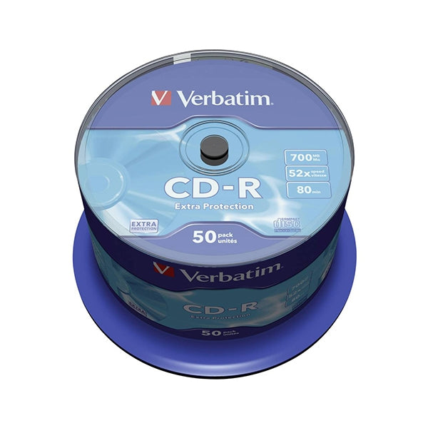 VERBATIM CD-R 52X 700MB 80MIN EXTRA PROT COIL (CAKE) PACK 50