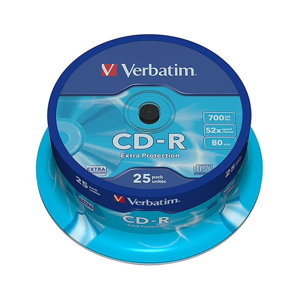 VERBATIM CD-R 52X 700MB 80MIN EXTRA PROT COIL (CAKE) PACK 25