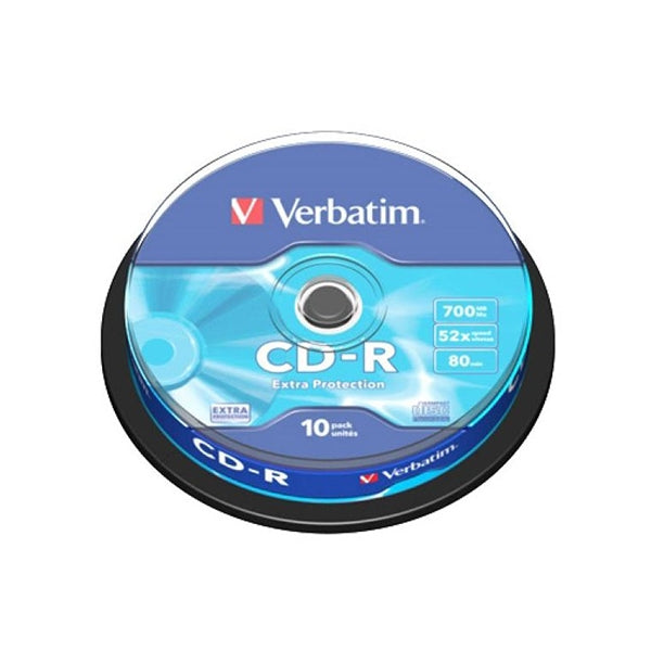 VERBATIM CD-R 52X 700MB 80MIN EXTRA PROT COIL (CAKE) PACK 10