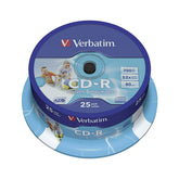 VERBATIM CD-R 52X 700MB 80MIN INKJET PRINT BOBINA (CAKE) PAQUETE 25