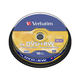 VERBATIM DVD+RW 4X 4.7GB 120MIN MATT SILVER CAKE 10 # 50% OFF #