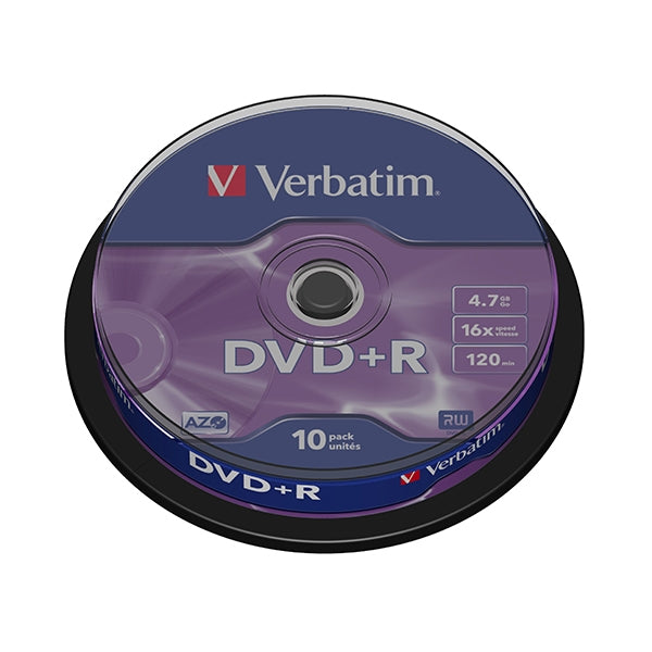 VERBATIM DVD+R 16X 4.7GB 120MIN MATT SILVER REEL 10 # 50% DE DESCUENTO #