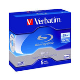 VERBATIM BLU-RAY BD-R MONOCAPA 25GB PACK 5 UNIDADES BLANCO/AZUL