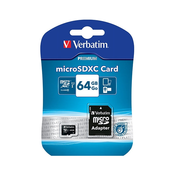 VERBATIM MICRO SDXC 64GB CLASS 10 W/ ADAPTER