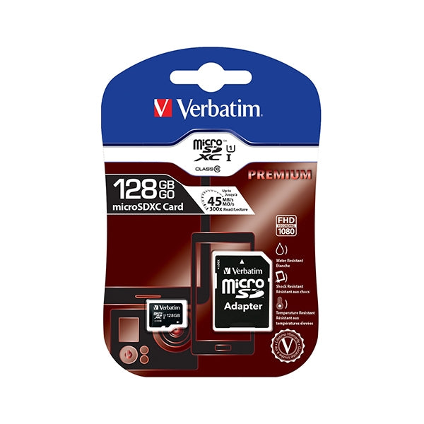 VERBATIM MICRO SDXC 128GB UHS-1 CLASE 10 CON ADAPTADOR