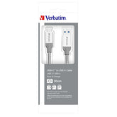 VERBATIM CABO USB-C TO USB-A SYNC CHARGE ST STEEL USB 3.1 GEN2 30CM