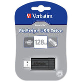 VERBATIM PEN 128GB PINSTRIPE USB 2.0 BLACK