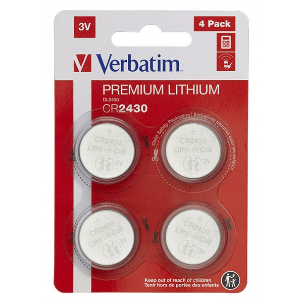 VERBATIM BATTERIES CR2430 3V LITHIUM PACK 4