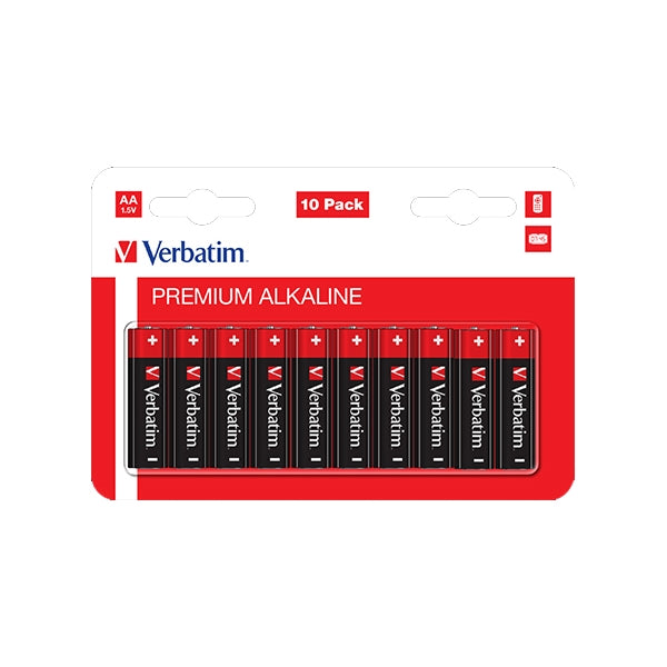 VERBATIM ALKALINE BATTERIES AA LR6 PACK 10 UNIDS