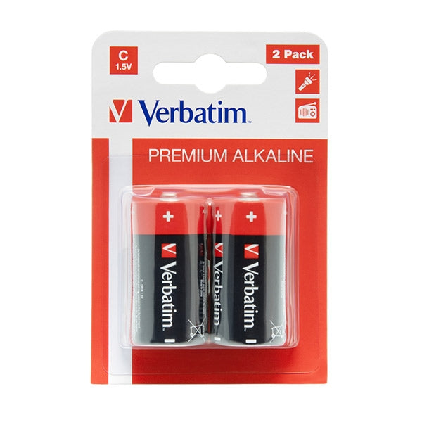 VERBATIM ALKALINE BATTERIES C LR14 2 UNIDS