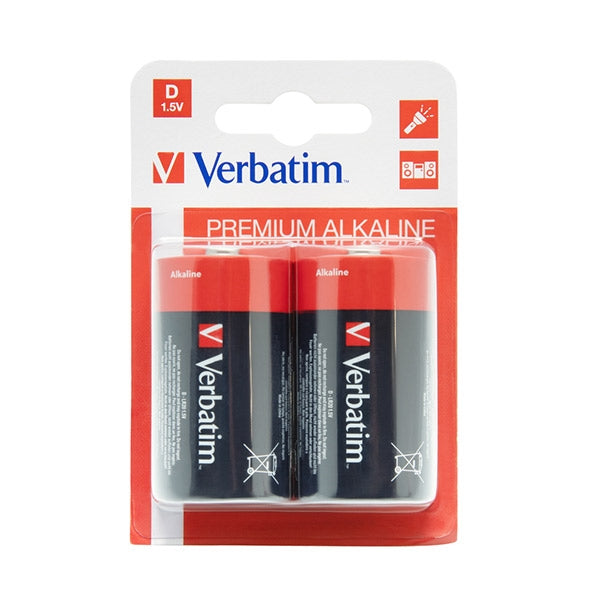 VERBATIM ALKALINE BATTERIES D LR20 2 UNIDS