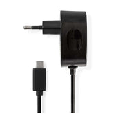 NEDIS WALL CHARGER USB-C 3.0A 15W FIXED CABLE BLACK