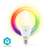 BOMBILLA LED NEDIS WIFI SMART A TODO COLOR Y BLANCO CÁLIDO E14