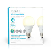 BOMBILLA LED NEDIS WIFI SMART FULL COLOR BLANCO CÁLIDO E27 PACK 2