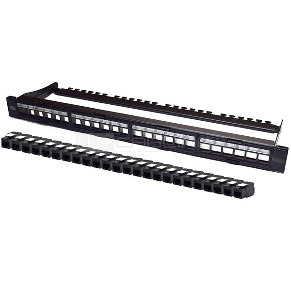 WP RACK PATCH PANEL MODULAR 191U 24P RJ45 CAT6 UTP TOOL LESS KEYS CABLE M NEGRO