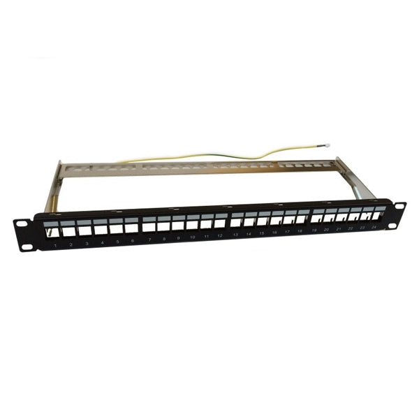 WP RACK PATCH PANEL 24P C/ CABLE MANAGEMENT CAT5e/CAT6 FTP BLACK