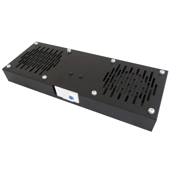 WP RACK COOLING FAN TRAY FOR RWB SERIES 600MM 2xFANS &amp; THERMOSTAT BLACK RAL 9005