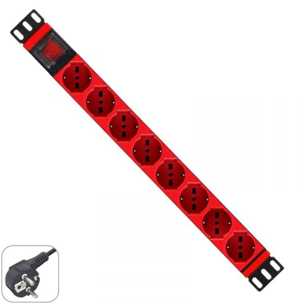 WP RACK RULER SALIDAS 8X SCHUKO 19 PDU CON INTERRUPTOR ROJO