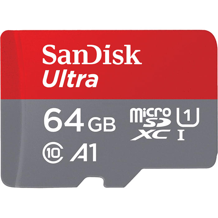 SanDisk Ultra - Tarjeta de memoria flash (adaptador microSDXC a SD incluido) - 128 GB - A1 / UHS-I U1 / Class10 - microSDXC UHS-I (SDSQUAB-064G-GN6IA)