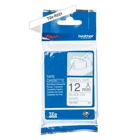 BROTHER TAPE 12MM BLACK/WHITE FABRIC