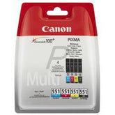 Canon CLI-551 C/M/Y/BK Multipack - Pack of 4 - Black, Yellow, Cyan, Magenta - Original - Ink Tank - for PIXMA iP8750, iX6850, MG5550, MG5650, MG5655, MG6450, MG6650, MG7150, MG7550, MX725, MX925