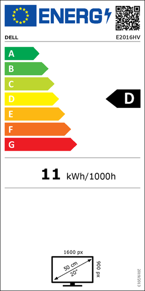 Dell E2016HV - LED Monitor - 20" (19.5" visible) - 1600 x 900 @ 60 Hz - TN - 200 cd/m² - 600:1 - 5 ms - VGA - with 3 years of Advanced Exchange service