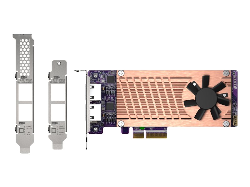 QNAP QM2-2P2G2T - Controlador de memória - M.2 - M.2 NVMe Card / PCIe 3.0 (NVMe) - baixo perfil - PCIe 3.0 x4, 2.5 Gigabit Ethernet - para QNAP QVP-63, TS-453, 473, 673, 832, 873, TVS-672, 872, h1288, VioStor QVP-85