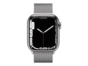 Apple Watch Series 7 GPS + Cellular, caja de acero inoxidable plateada de 41 mm y correa milanesa plateada