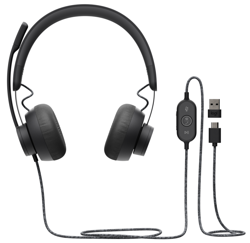 Logitech Zone Wired MSFT Teams - Headphones - In Ear - With Cable - USB-C - Graphite - Certified for Microsoft Teams