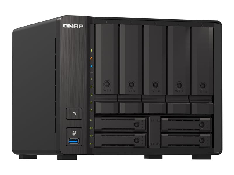 QNAP TS-H973AX-32G - Servidor NAS - 9 bahías - SATA 6Gb/s - RAID (expansión de disco duro) 0, 1, 5, 6, 10, 50, JBOD, 60, RAID TP - RAM 32 GB - 2,5 Gigabit Ethernet / 10 Gigabit Ethernet - asistencia iSCSI