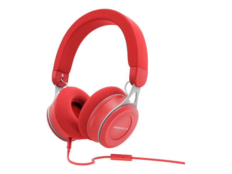 Energy Urban 3 Mic - Auriculares supraaurales con micrófono - Tamaño completo - Con cable - Conector de 3,5 mm - Rojo