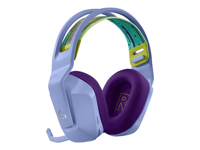 Logitech G G733 LIGHTSPEED Wireless RGB Gaming Headset - Headphones - Full Size - 2.4GHz - Wireless - Lilac (981-000890)