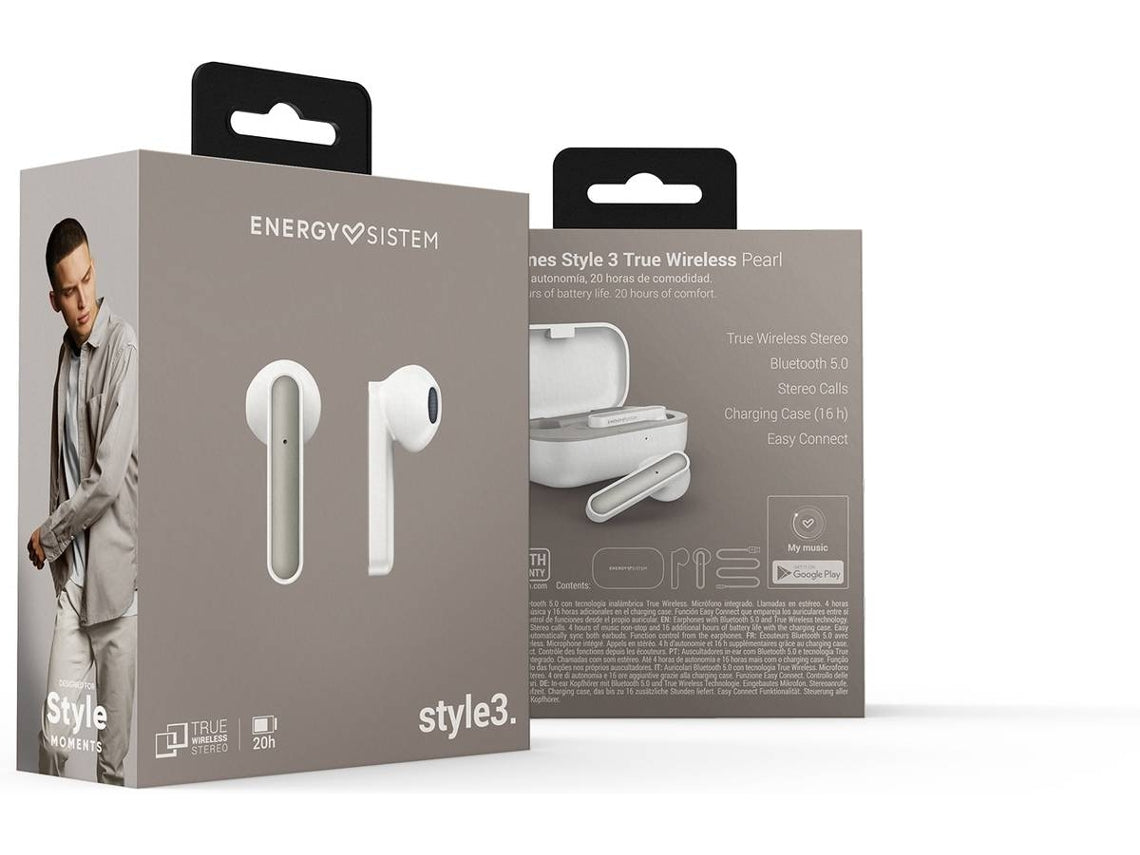 Energy Style 3 - Wireless headphones with microphone - in-ear - bluetooth - pearl