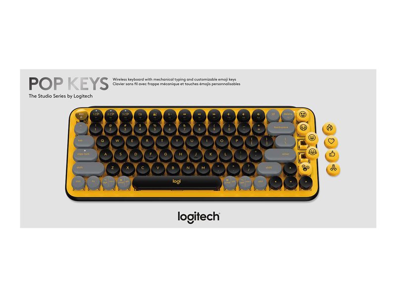 Logitech POP Keys - Teclado - inalámbrico - Bluetooth LE, Bluetooth 5.1 - Francés - interruptor: Marrón Táctil - aurinegro