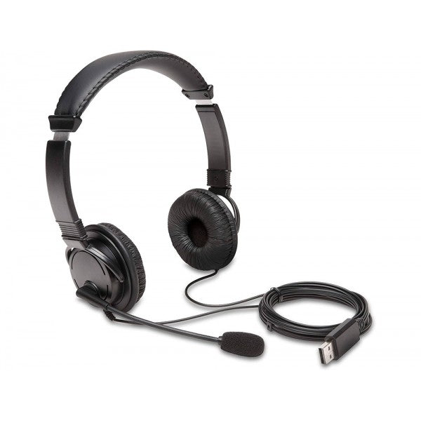 Kensington USB Hi-Fi Headphones with Mic - Auscultadores - no ouvido - com cabo - USB-A - preto