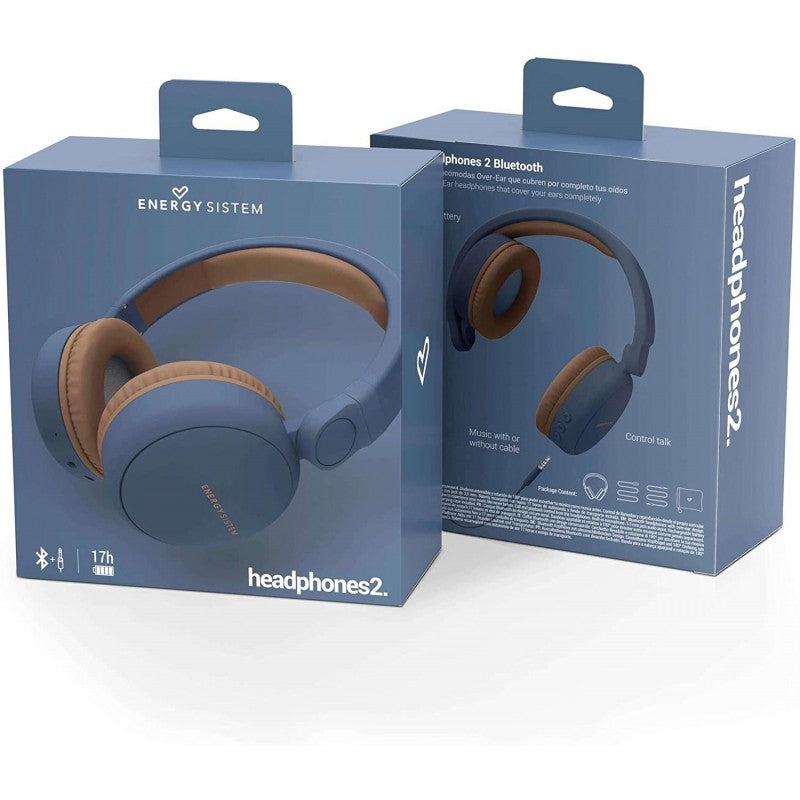 Energy Headphones 2 - Auriculares supraaurales con micrófono - intrauditivos - bluetooth - inalámbricos - azul