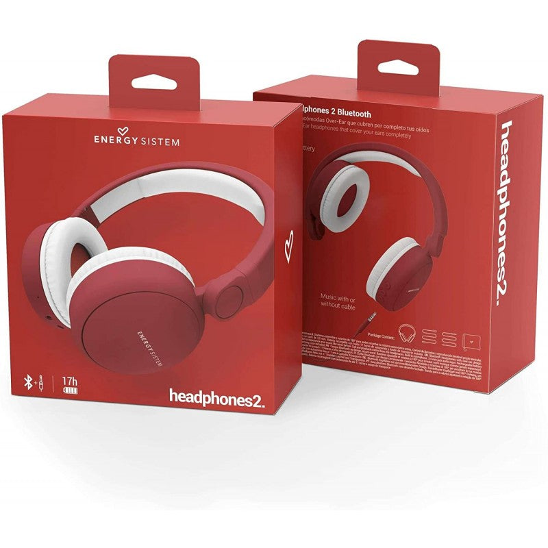 Energy Headphones 2 - Auriculares supraaurales con micrófono - intrauditivos - bluetooth - inalámbricos - rojo rubí