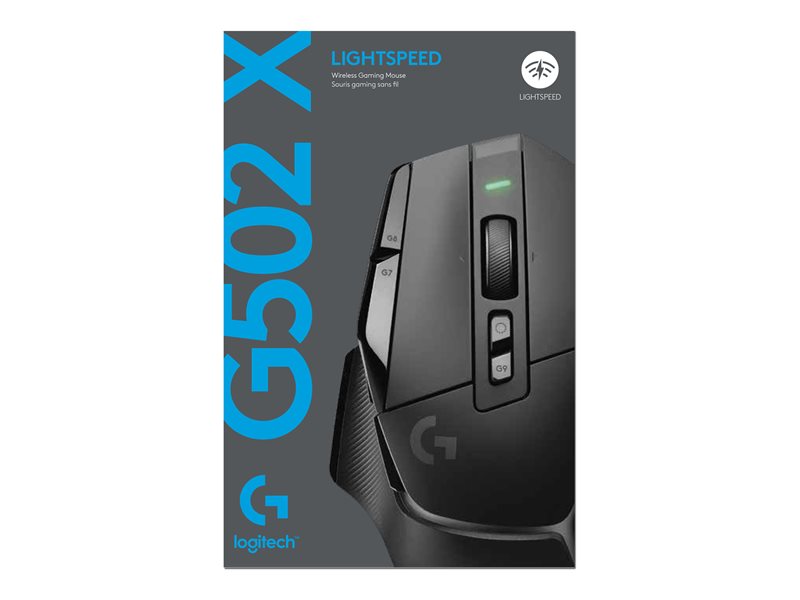 Logitech G G502 X LIGHTSPEED - Rato - óptico - 8 botões - sem fios - LIGHTSPEED - recetor Logitech LIGHTSPEED - preto (910-006181)