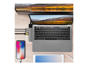 HyperDrive Net 6-in-2 Hub - Estação de engate - USB-C x 2 - HDMI - GigE (GN28N-GRAY)