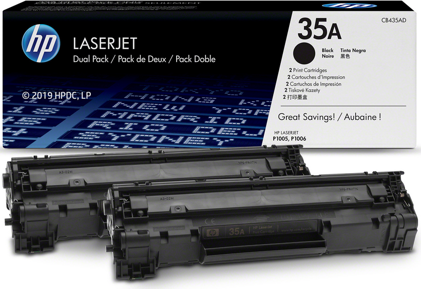 HP 35A - Paquete de 2 - Negro - Original - LaserJet - Cartucho de tóner (CB435AD) - para LaserJet 1005, P1005, P1006, P1007, P1008, P1009